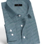 Smart Checkmate: Green & White Dress Shirt for Men