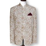 Regal Threads: Exquisite Golden Brass Button Embroidered Prince Coat